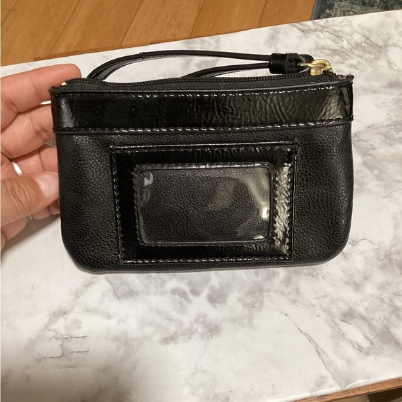 Nine West Zip Pouch Cheetah Black Leather Coin Purse - Picture 7 of 14